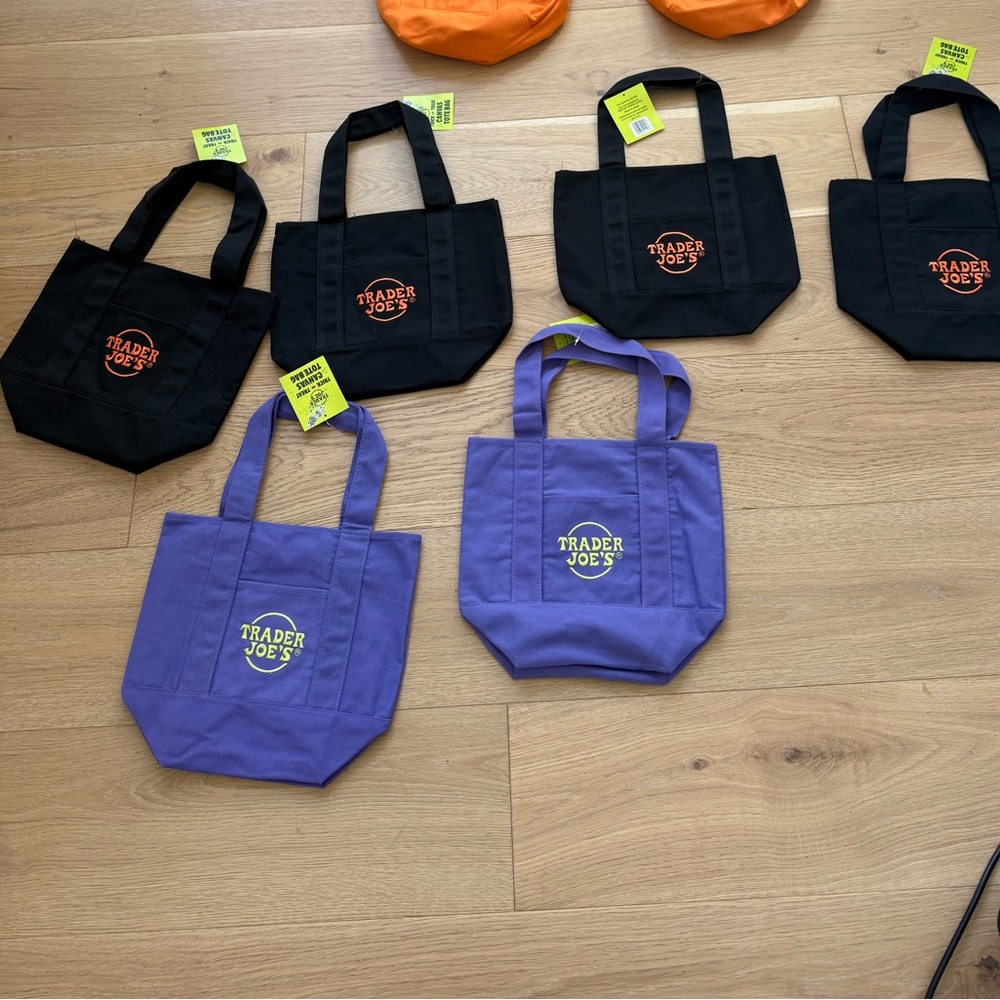 Trader Joe's Mini Tote Bags in Black and Purple
